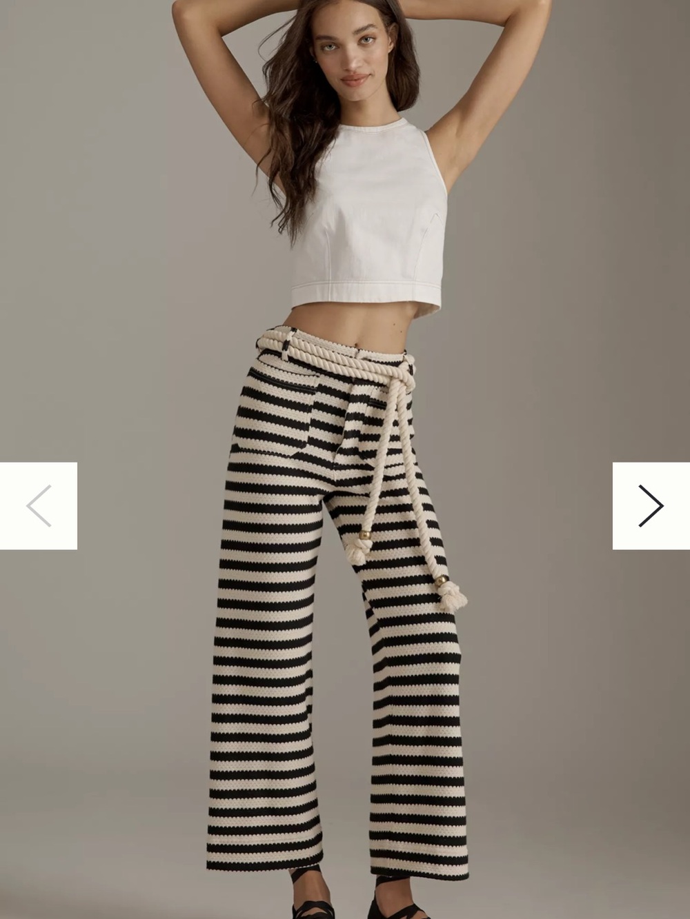 NWT Maeve Colette Knit High-Rise Wide-Leg Cropped Pants